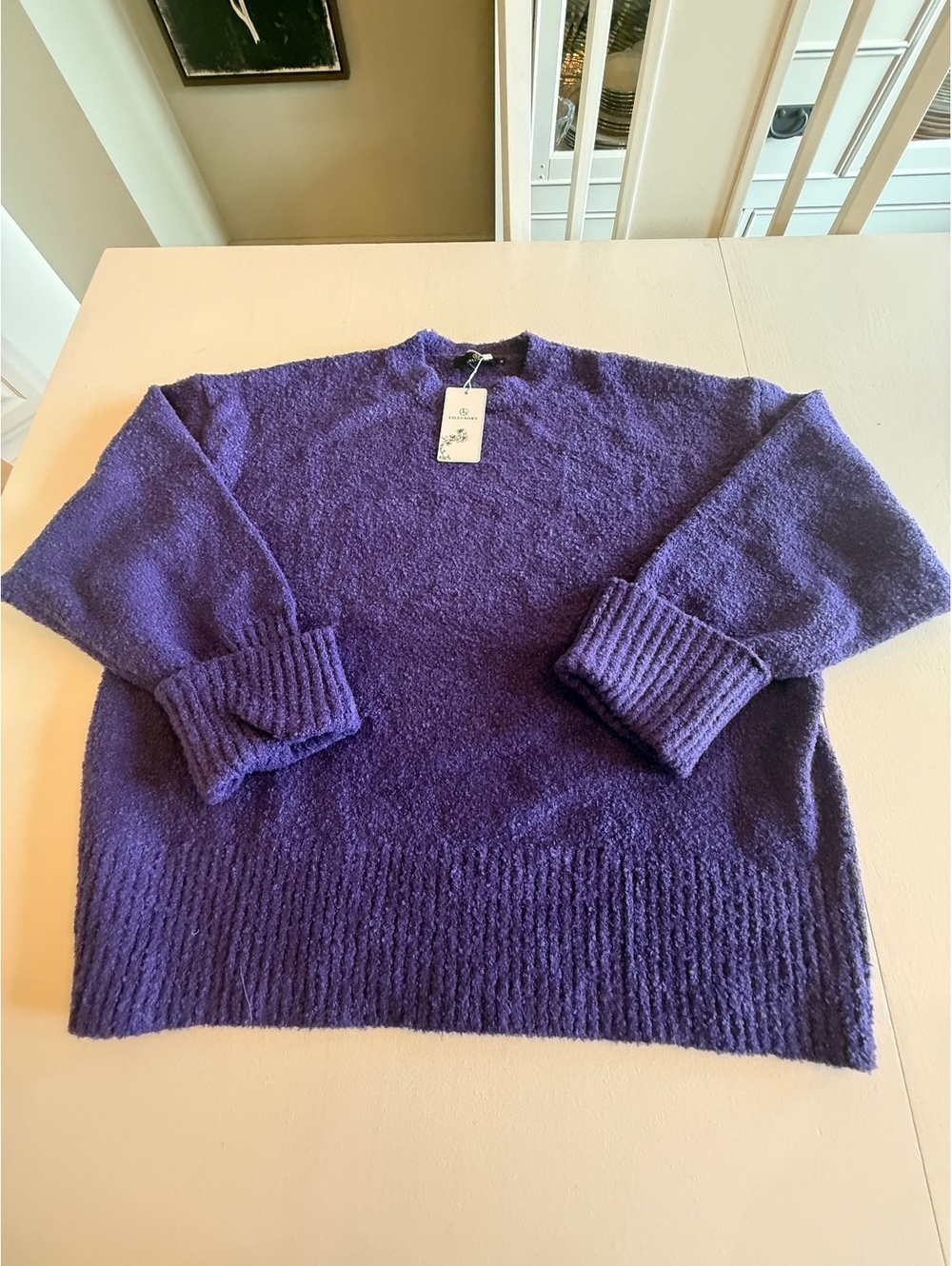 Lillusory Purple Textured Crewneck Sweater Medium